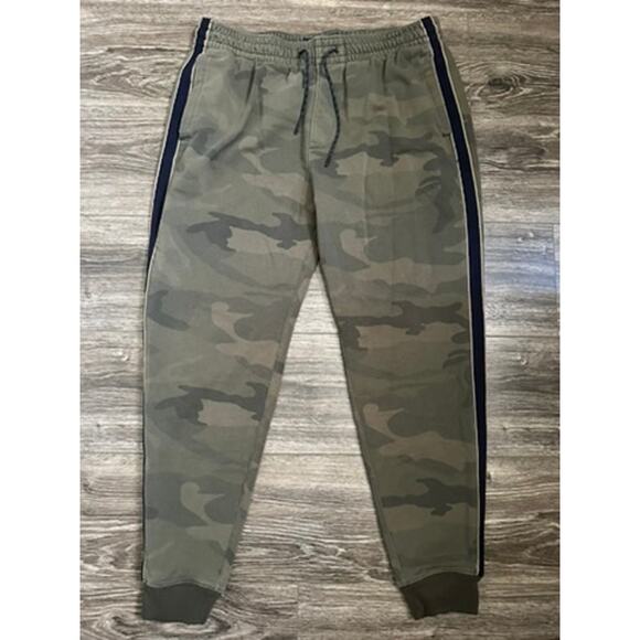 Abercrombie Joggers Mens XL Green Camo Tapered Fleece Sweatpants Drawstring - Picture 1 of 7